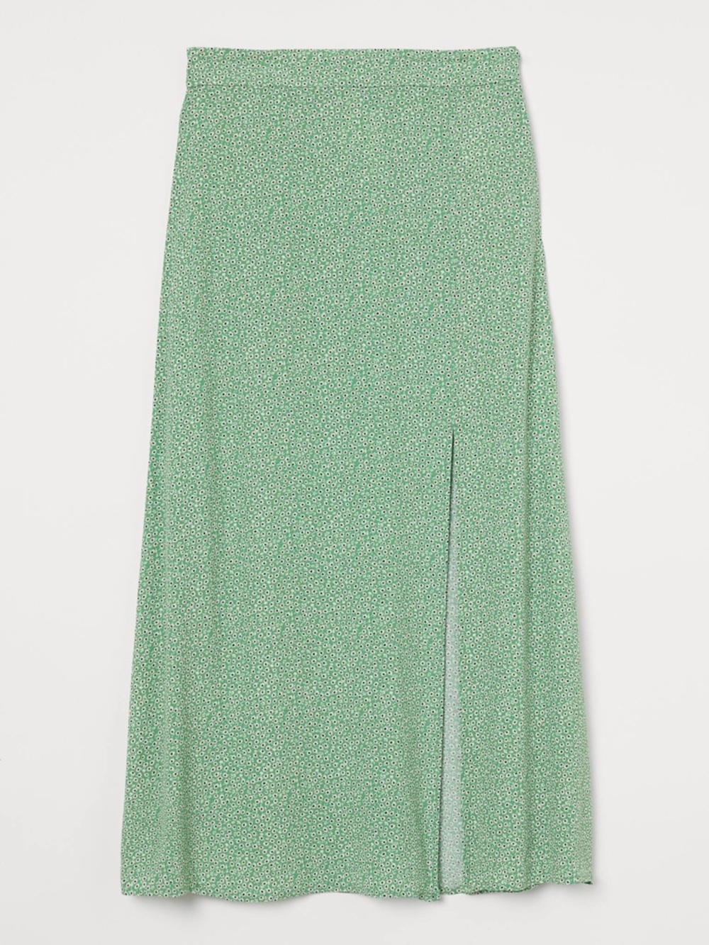 H&M Viscose Green Floral Maxi Skirt with Front Slit